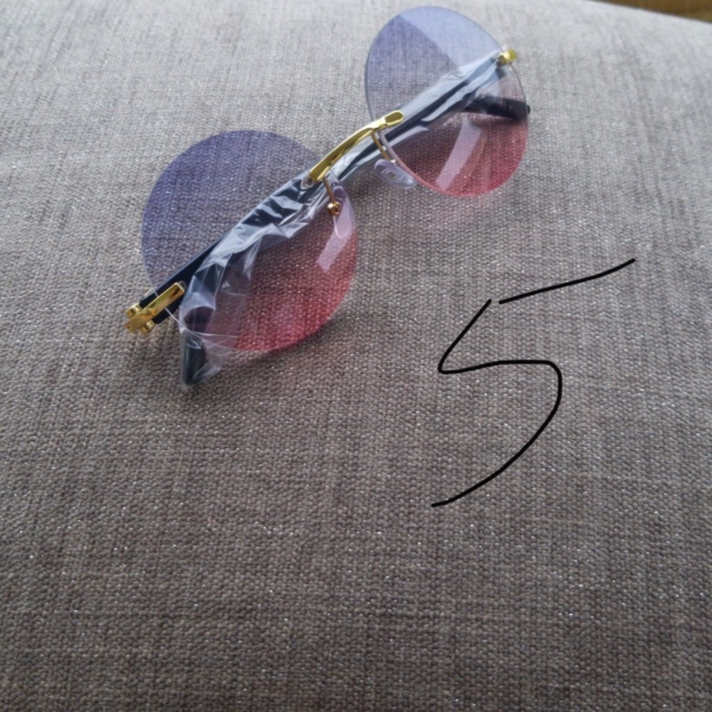 Men Women No Frame Round Sunglasses Shades UV400 - Picture 2 of 8
